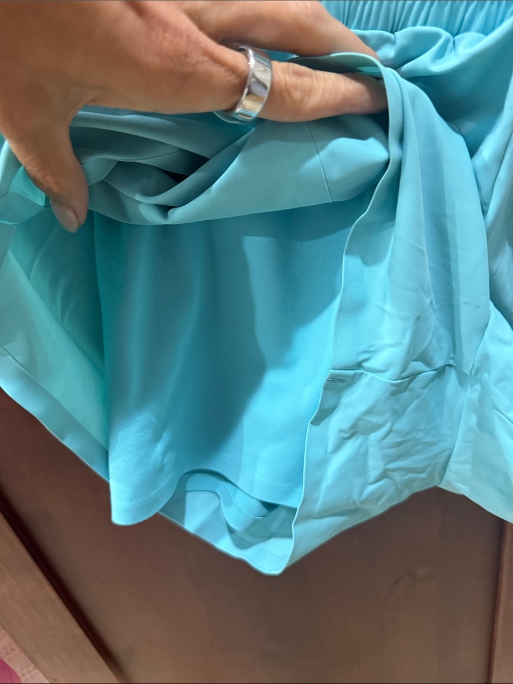 ZYIA Light Aqua Smocked Waist Athletic Shorts - Picture 5 of 7